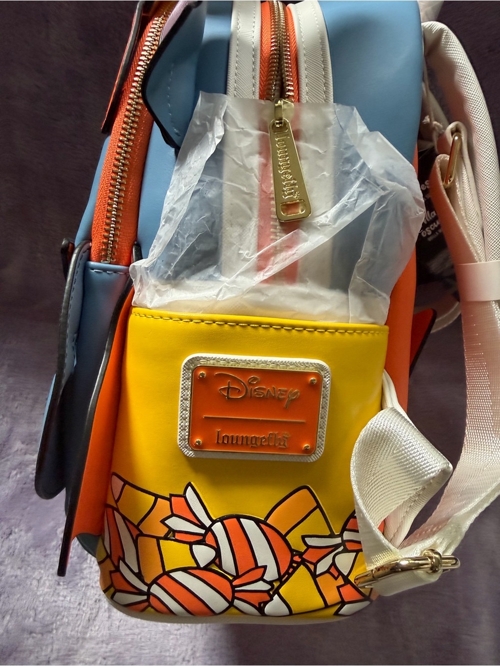 Loungefly Blue Stitch Halloween Pumpkin Candy Backpack with Orange Accents. NWT - Picture 3 of 4
